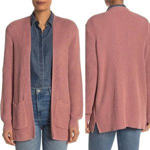 Madewell Nolan Ribbed Open Front Cardigan, 3X, Dusty Pink Mauve